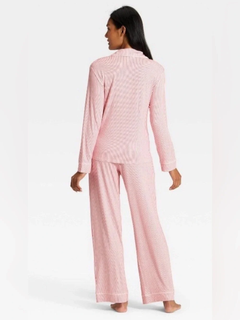 Auden Women's Cloud Knit Modal Long Sleeve Notch Collar Top and Pants Pajama Set
